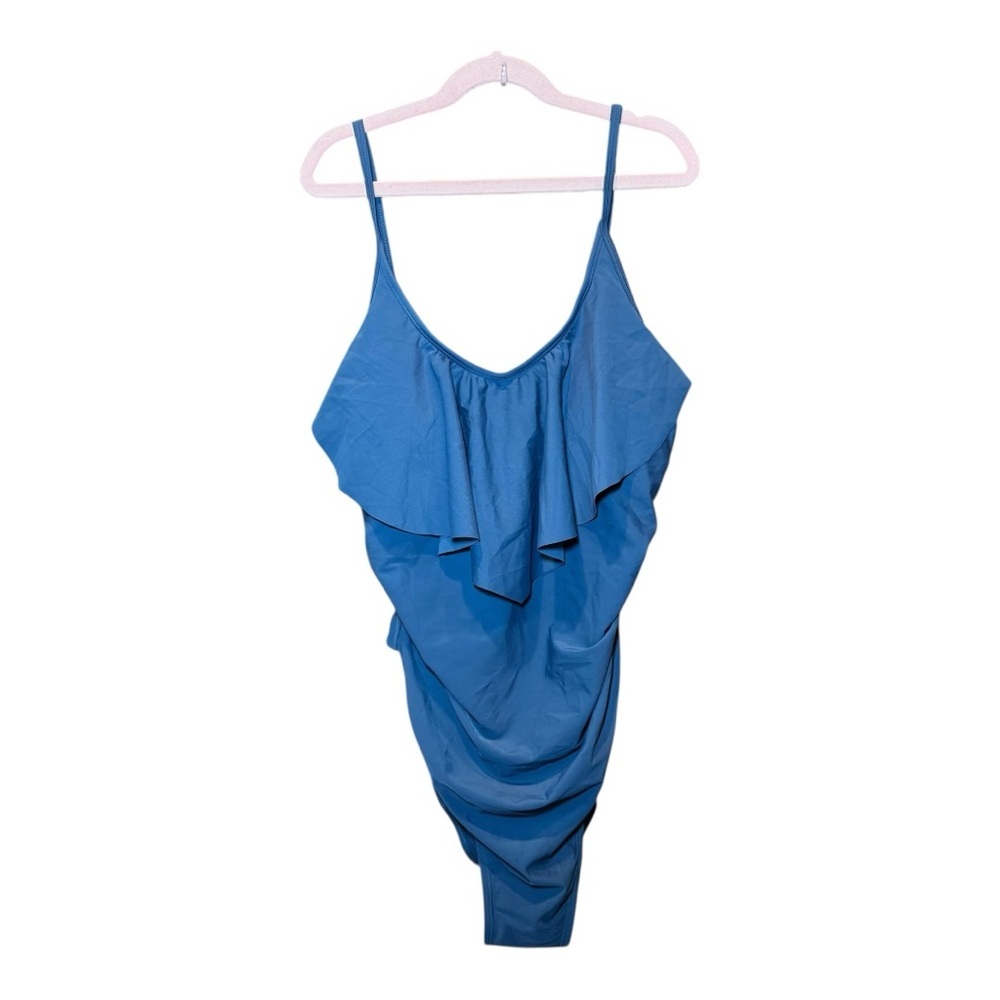 Stylish Blue Ruffled Swimsuit L NWT